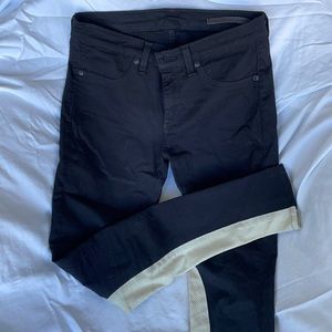 rag & bone black jeans with white leather detail